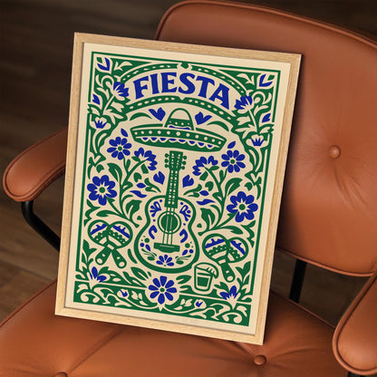 Mexican Fiesta Music Poster – Colorful Wall Art Print