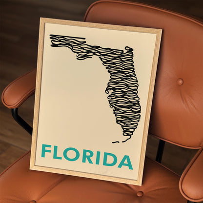Florida Minimalist Poster - Mid Century Modern Wall Art