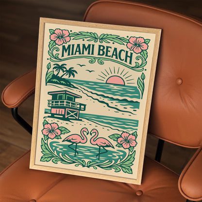 Miami Beach Girly Poster