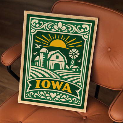 Iowa Green Poster - Travel Wall Art Print