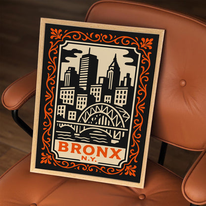 Bronx New York Cityscape Travel Poster