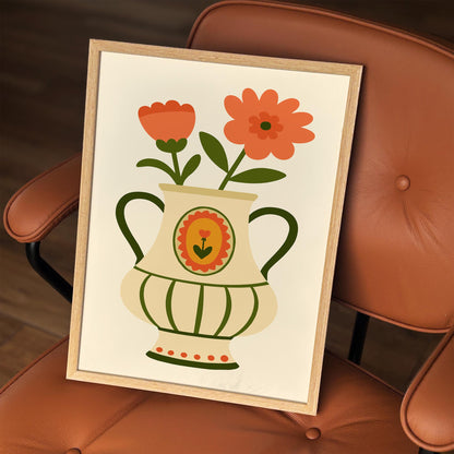 Vase with Flowers Poster - Scandinavian Wall Art