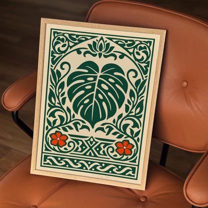 Monstera Deliciosa Poster – Boho Botanical Leaf Wall Art Print