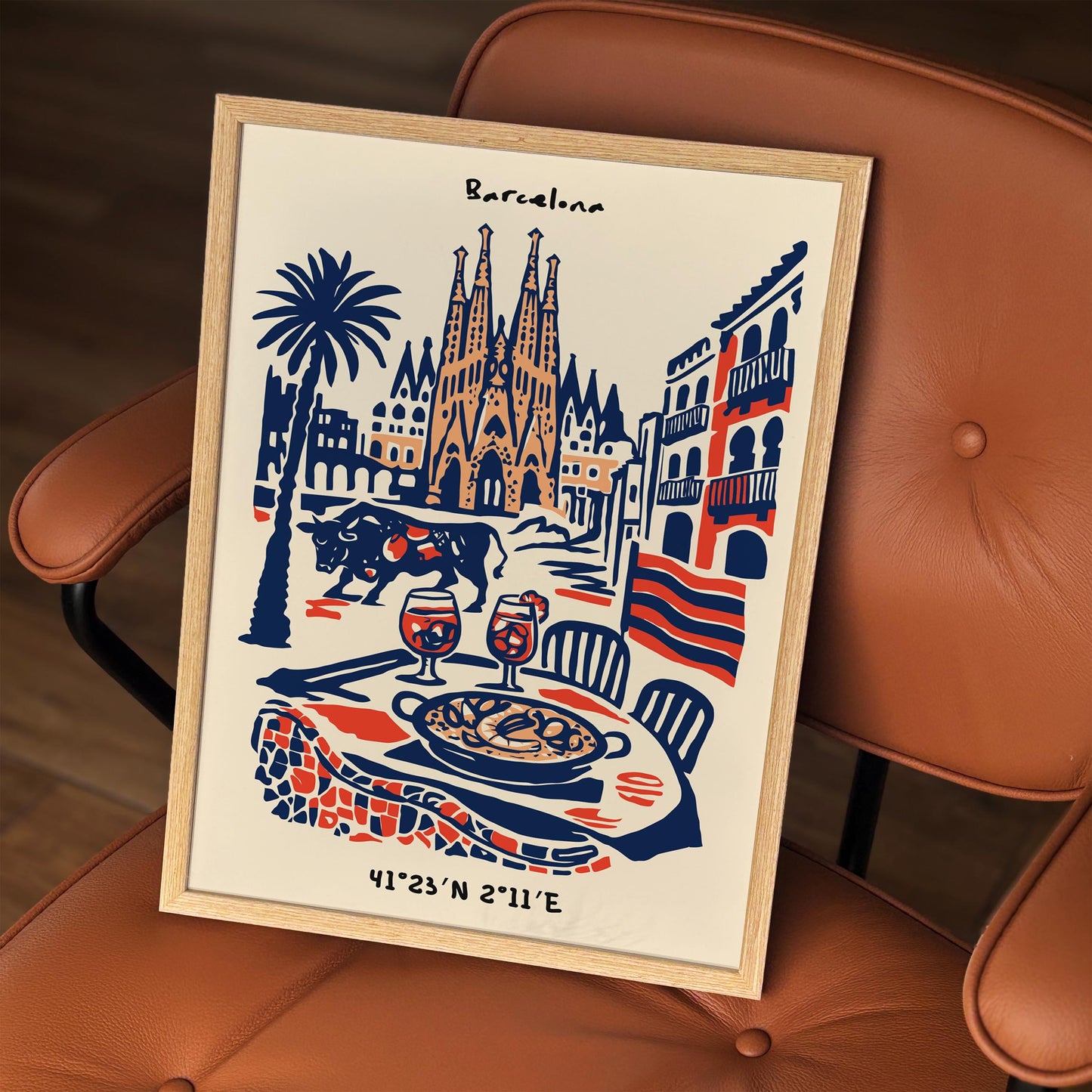 Barcelona Cityscape Poster 2026 – Travel Wall Art Print