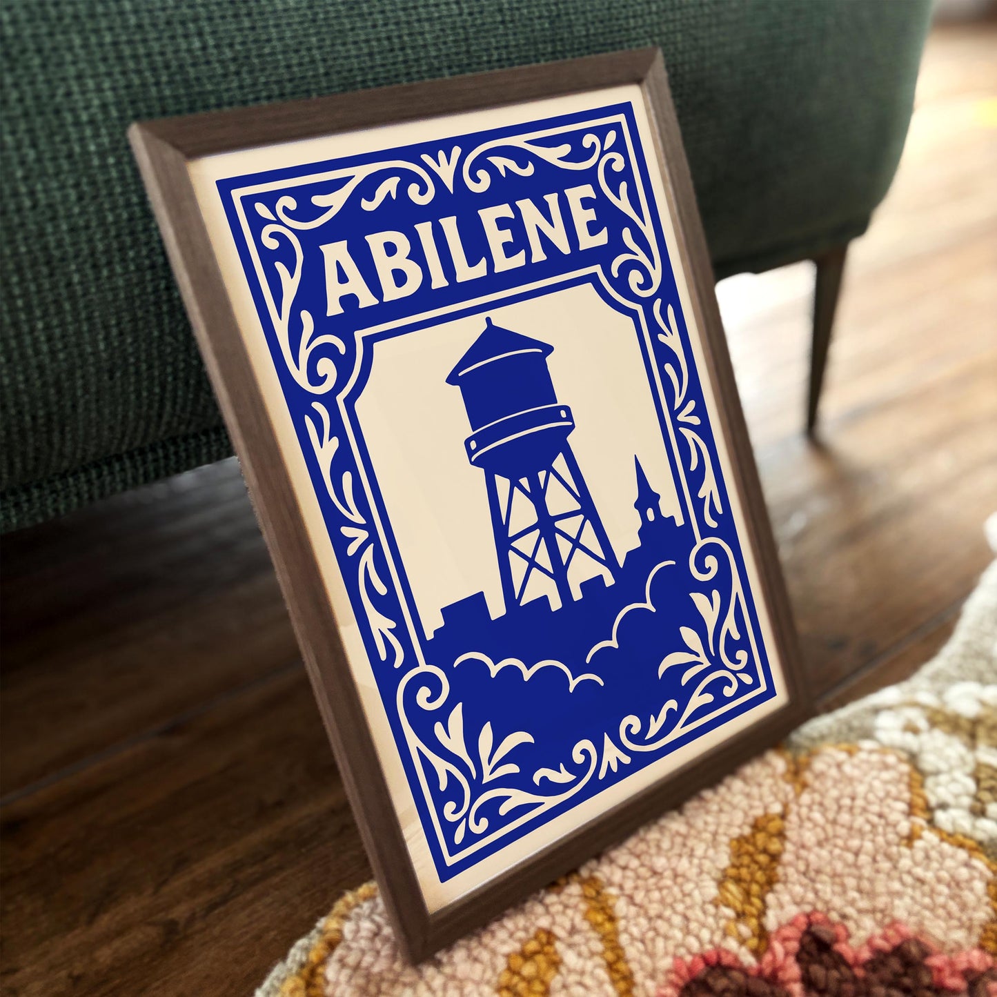 Abilene Texas Blue Cityscape Poster