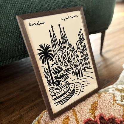 Barcelona Sagrada Familia Poster - Travel Wall Art Print