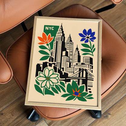 New York City Retro Travel Poster – Vintage Wall Art Print