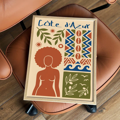Côte d’Azur Travel Poster – Afrohemian Wall Art Print