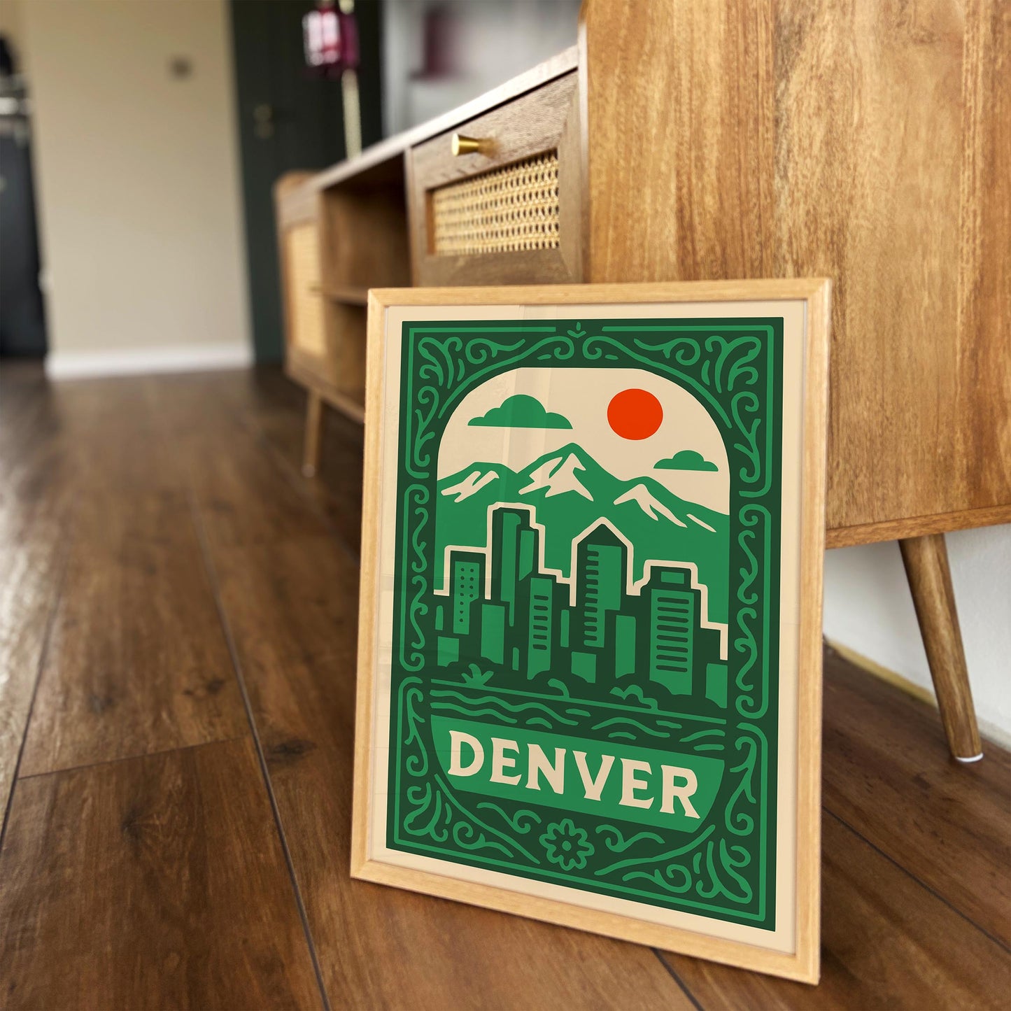 Denver Cityscape Poster - Green Colorado Wall Art