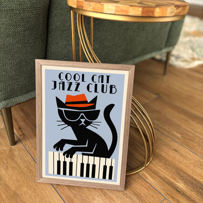 Cool Cat Jazz Club Retro Art Poster
