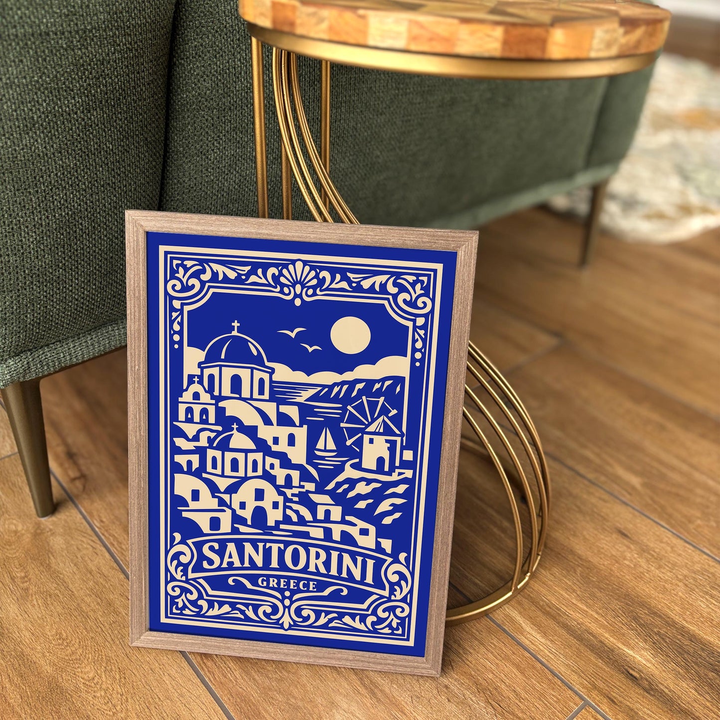 Santorini Greece Blue Poster