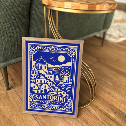 Santorini Greece Blue Poster