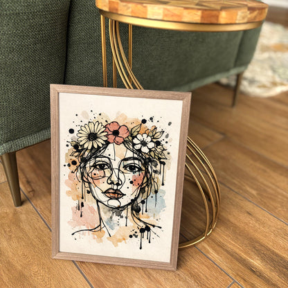 Portrait of Woman with Flowercrown Poster