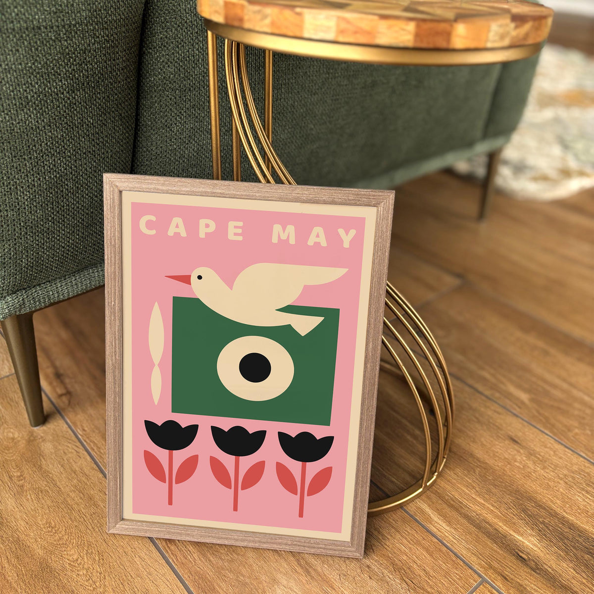 Cape May NJ Poster – Pink Mid Century Art