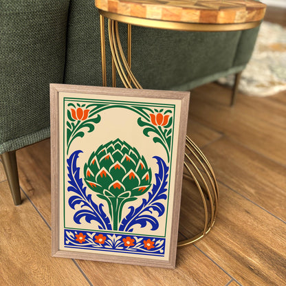Folk Illustration of Artichoke Poster Print