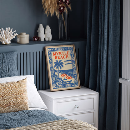 Myrtle Beach Poster - Tropical Blue Landscape Art Print