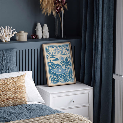 French Riviera Poster - Icy Blue Coastal Wall Art