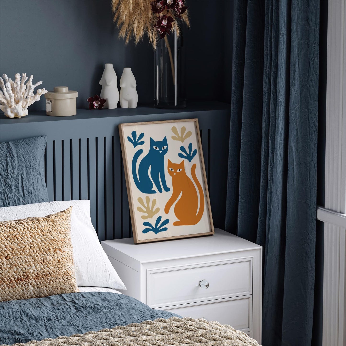 Modern Abstract Cat Poster – Twin Cats Print