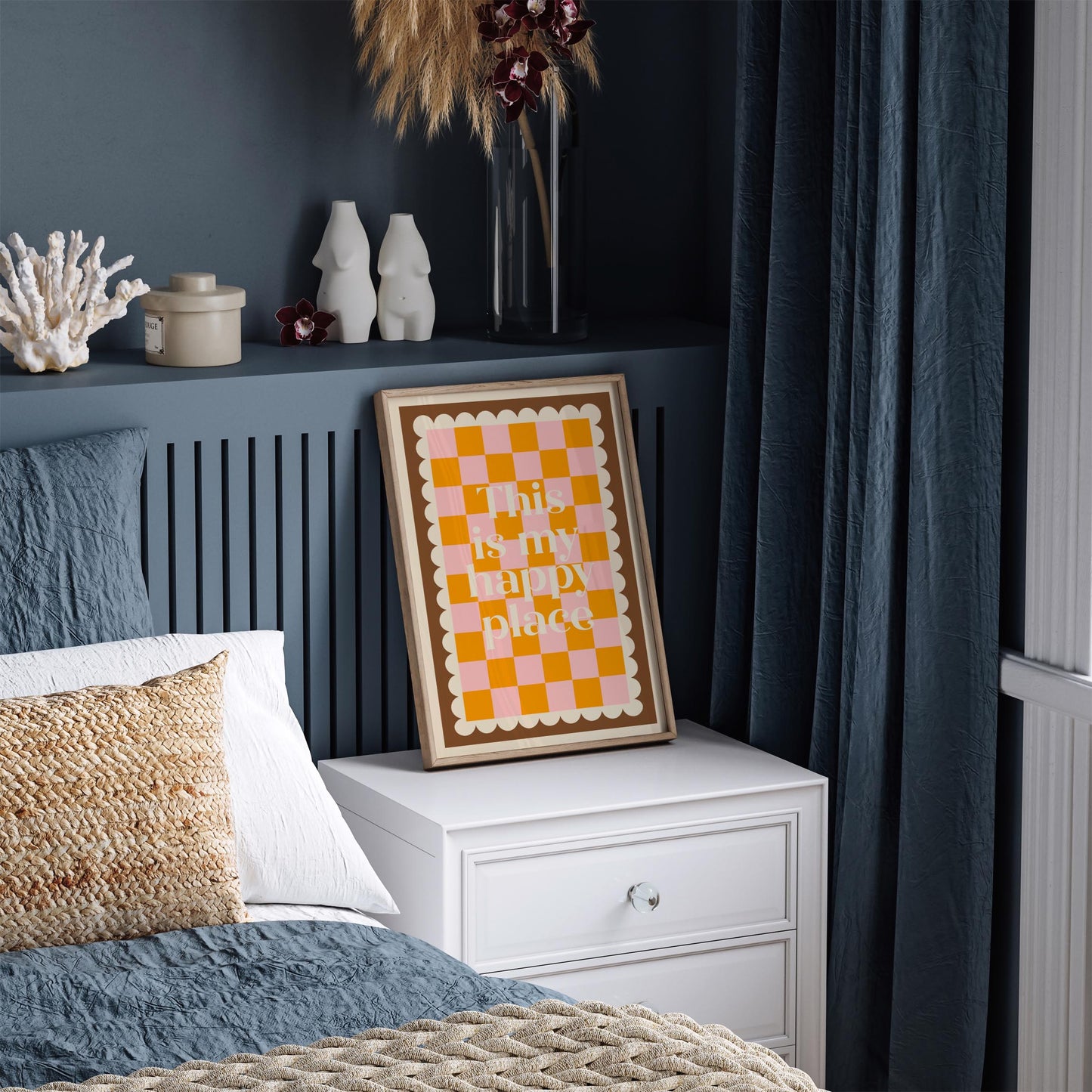 This Is My Happy Place Poster - Retro Checkerboard Wall Art