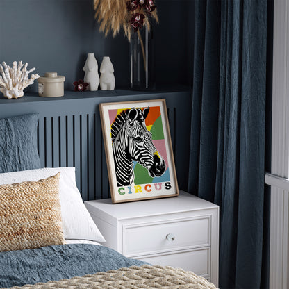 Retro Circus Zebra Colorful Poster