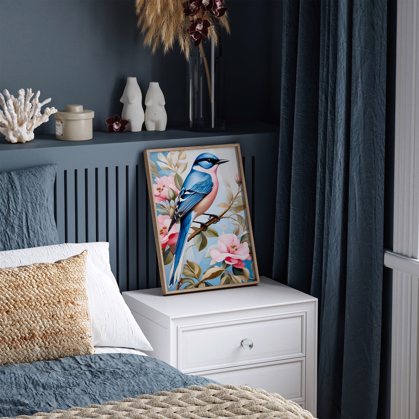 Blue Bird Floral Elegant Poster