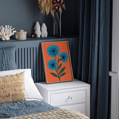 Abstract Cornflower Floral Art Poster