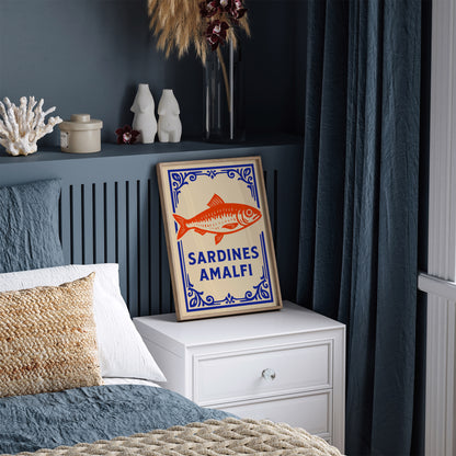Sardines Amalfi Poster – Italian Coastal Kitchen Wall Art