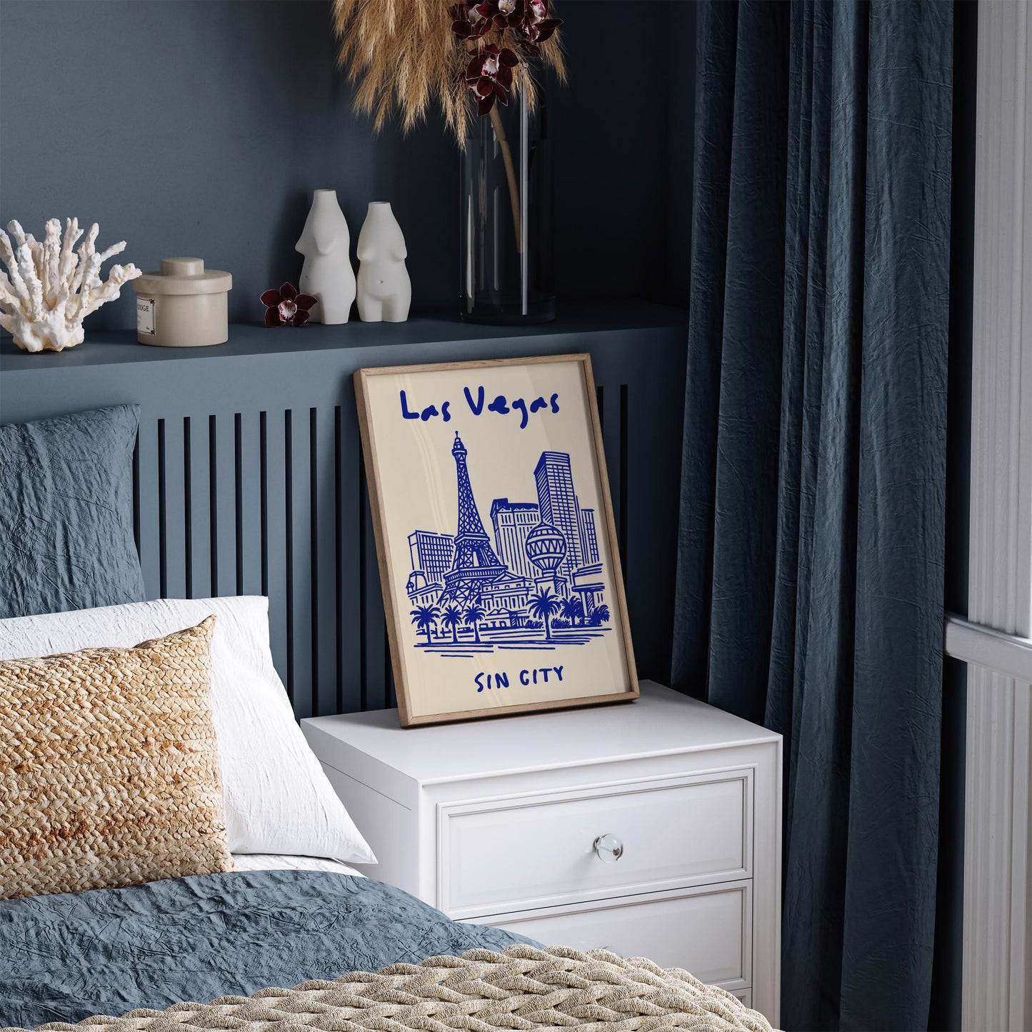 Las Vegas Sin City Poster - Blue Cityscape Wall Art Print