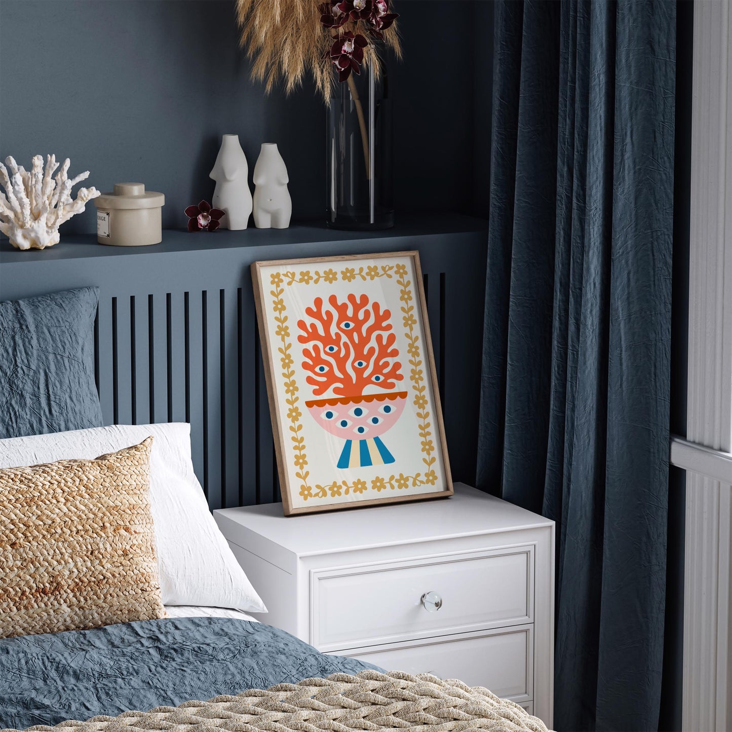 Abstract Floral Vase with Eyes Poster