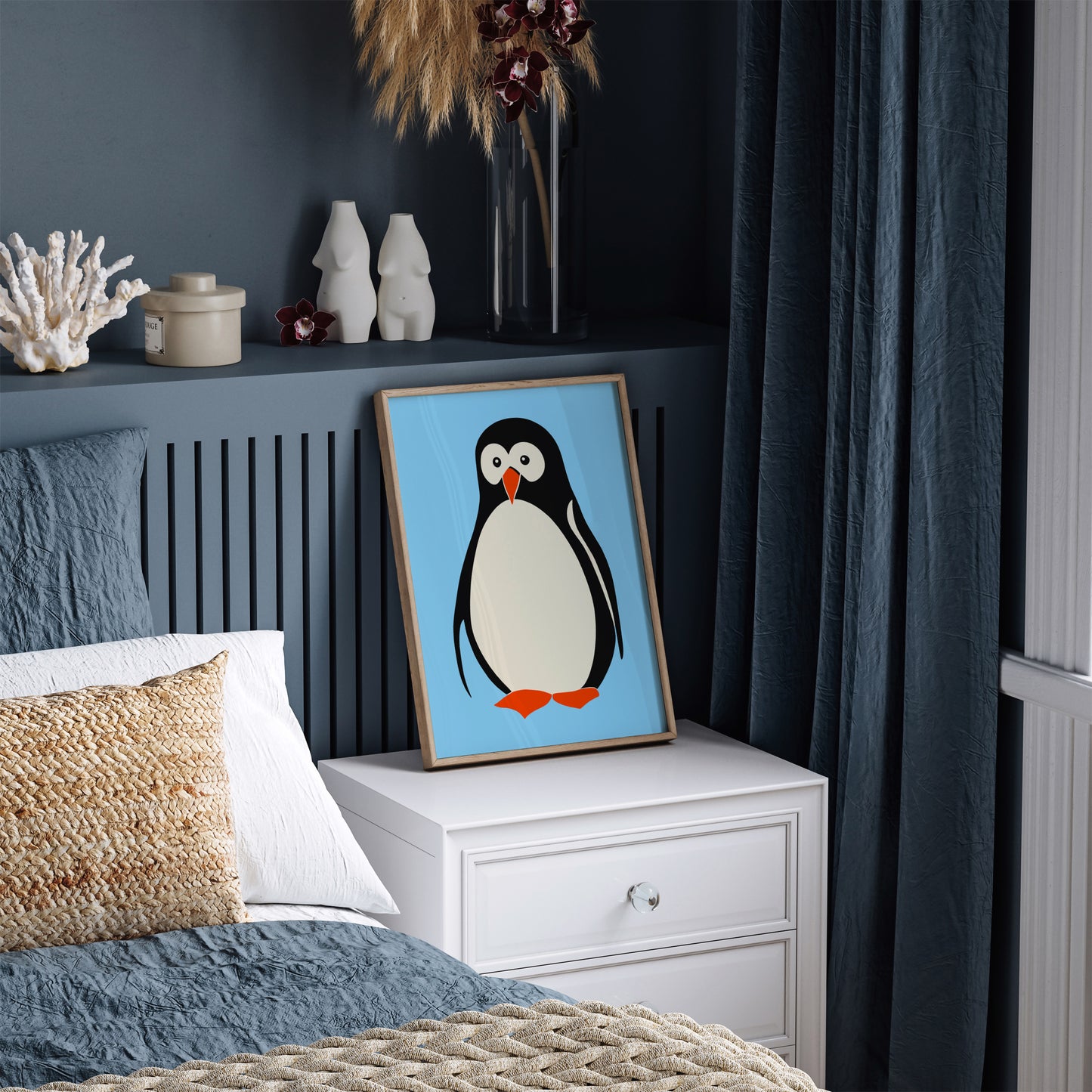 Little Penguin Blue Art Print