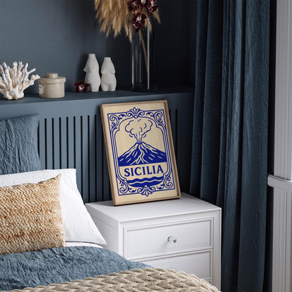 Sicilia Italy, Etna Blue Poster