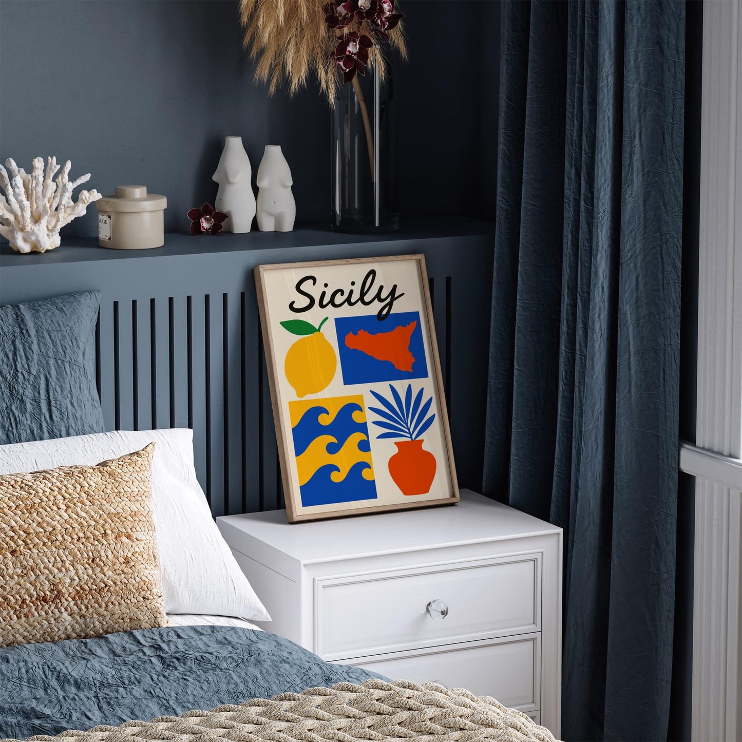 Mid Century Modern Sicily Travel Poster