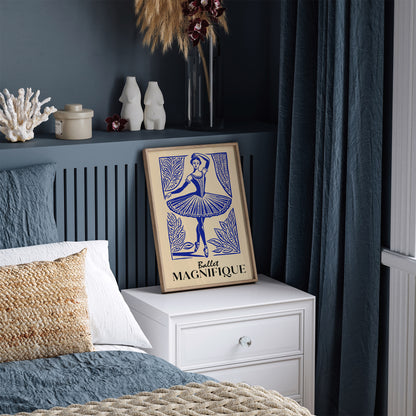 Blue Ballet Ballerina Dance Poster