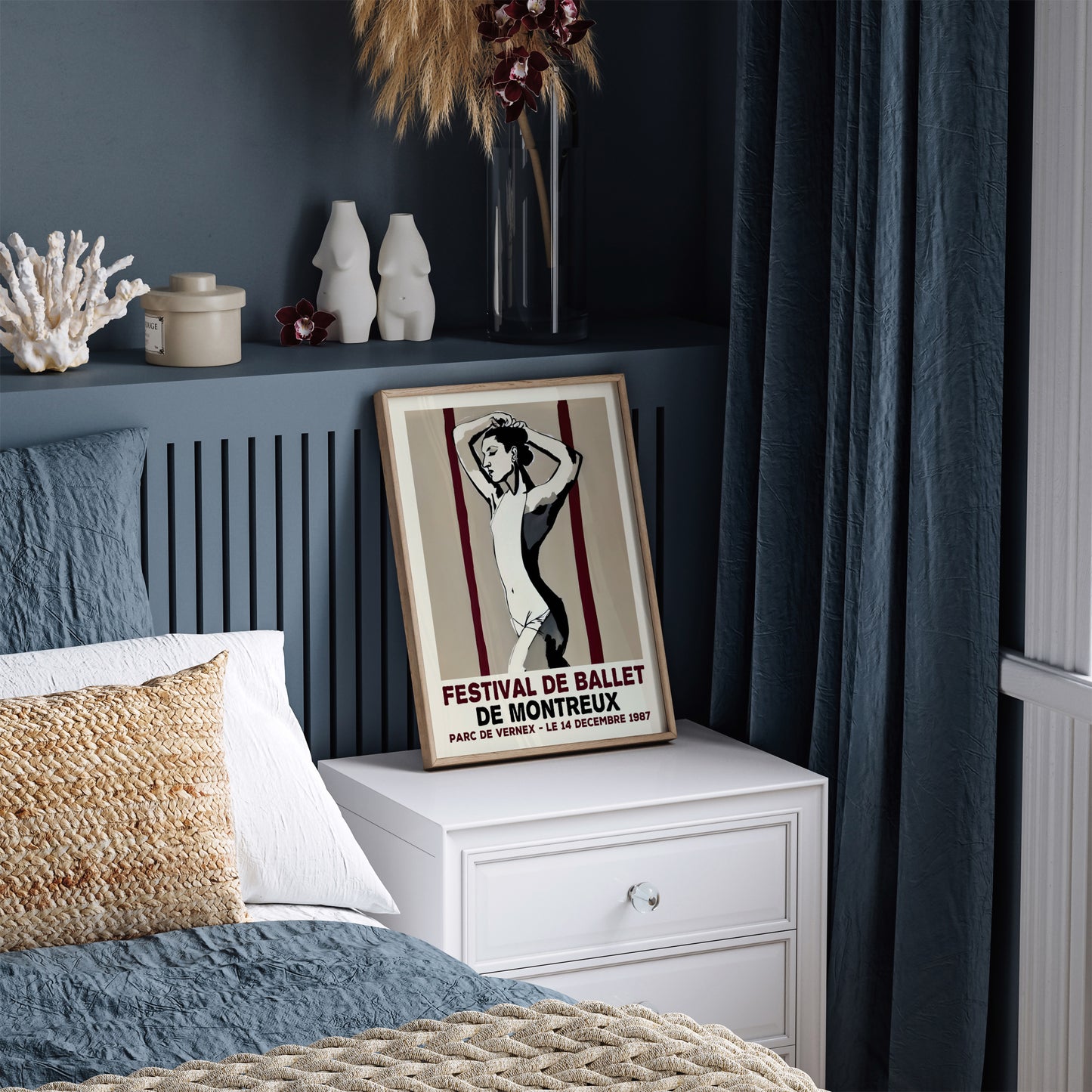 Montreux Ballet Festival Retro Ballerina Ink Art Print