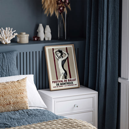 Montreux Ballet Festival Retro Ballerina Ink Art Print