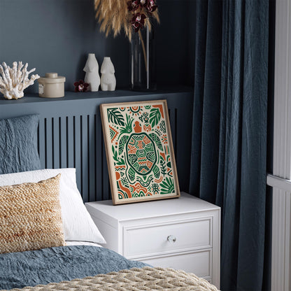 Boho Turtle Art Poster