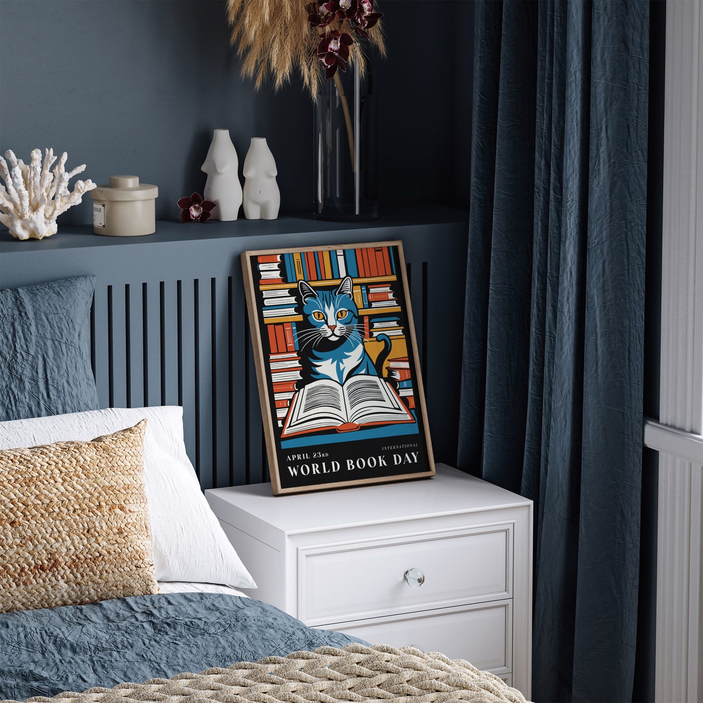 Reading Cat Book Day Poster