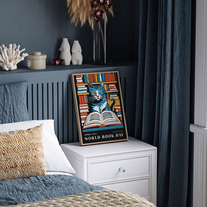 Reading Cat Book Day Poster