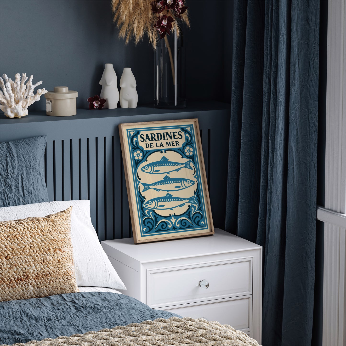 Sardines De La Mer Blue Nautical Poster 2026