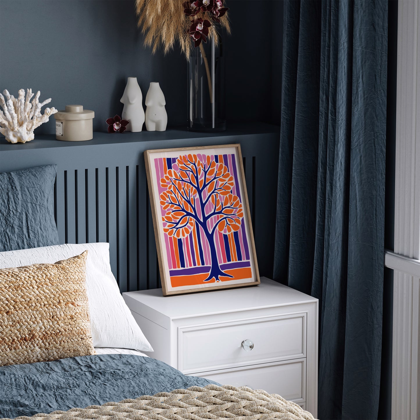 Purple Orange Cutout Tree Print