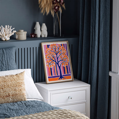 Purple Orange Cutout Tree Print