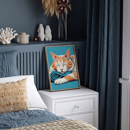 Sleepy Cat Cute Nursery Art Print