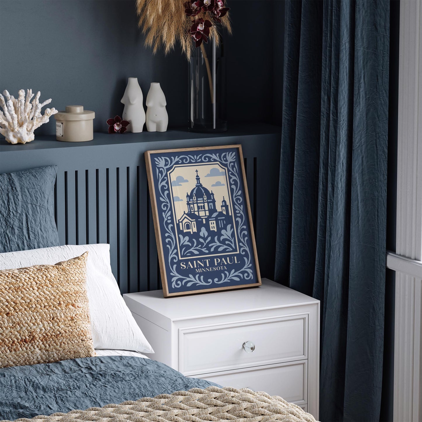 Saint Paul Minnesota Poster – Blue Travel Wall Art Print