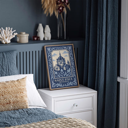 Saint Paul Minnesota Poster – Blue Travel Wall Art Print
