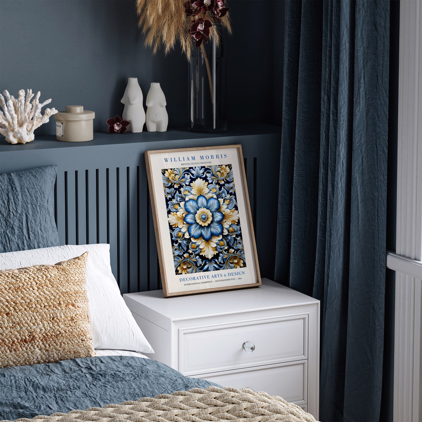 William Morris Blue Floral Art Print