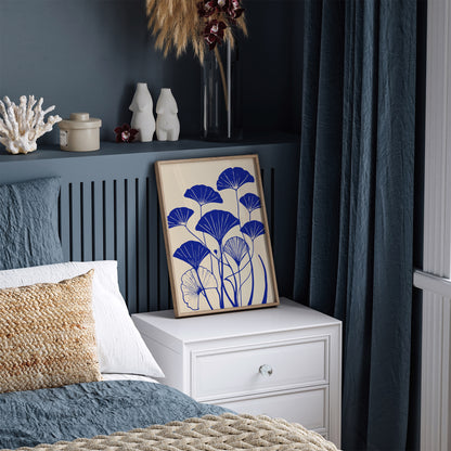 Blue Ginkgo Biloba Art Print 2024