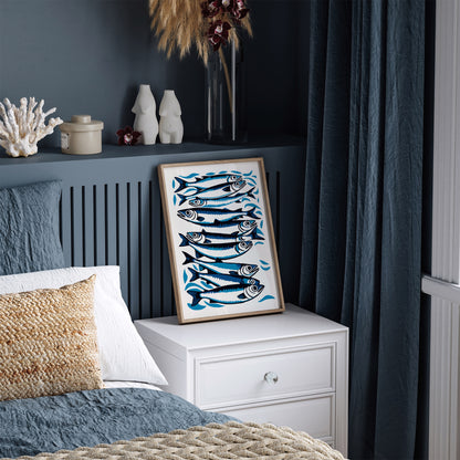 Sardines Fish Blue Poster