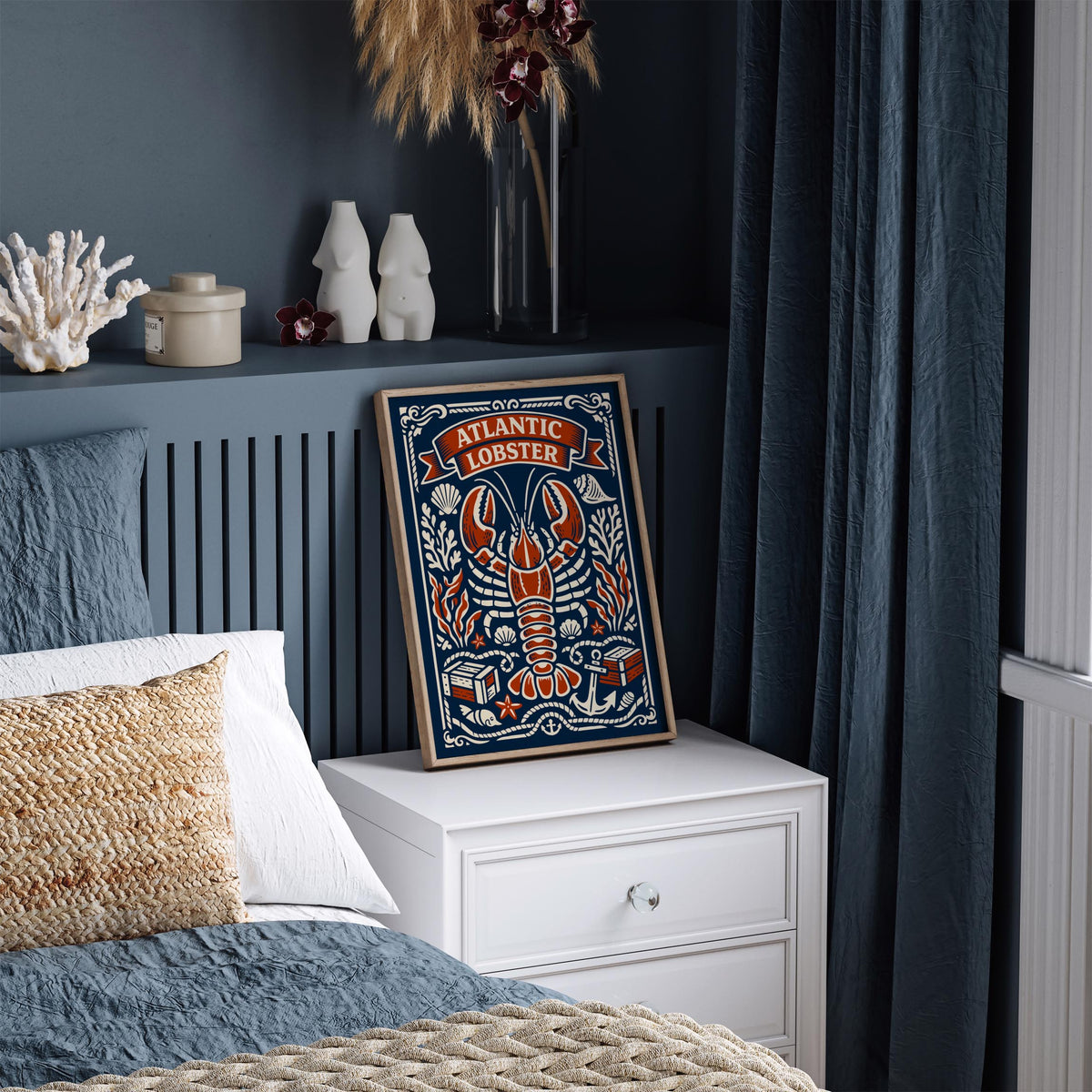 Atlantic Lobster Coastal Art Poster