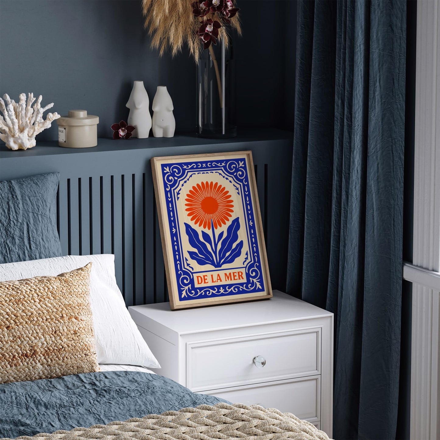 De La Mer Flowers Art Print - Nautical Bohemian Home Decor