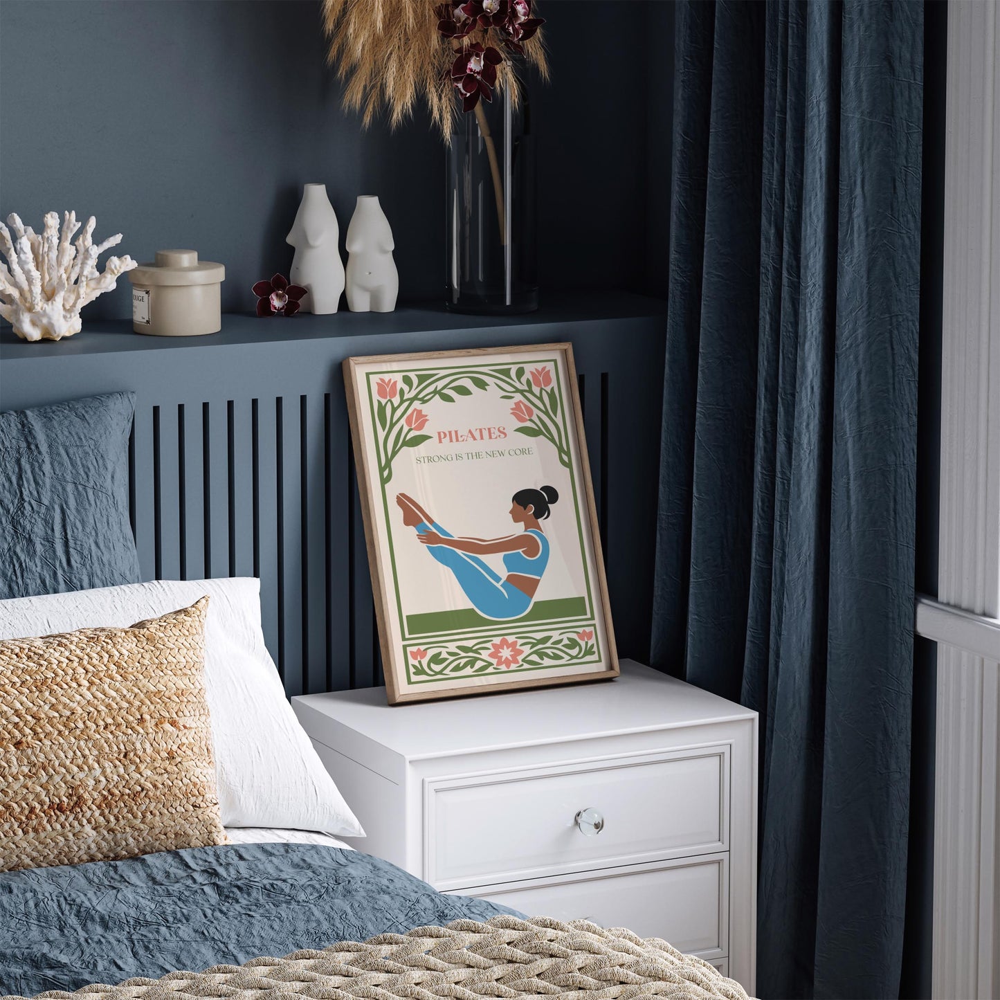 Pilates Poster – “Strong Is the New Core” Fitness Wall Art